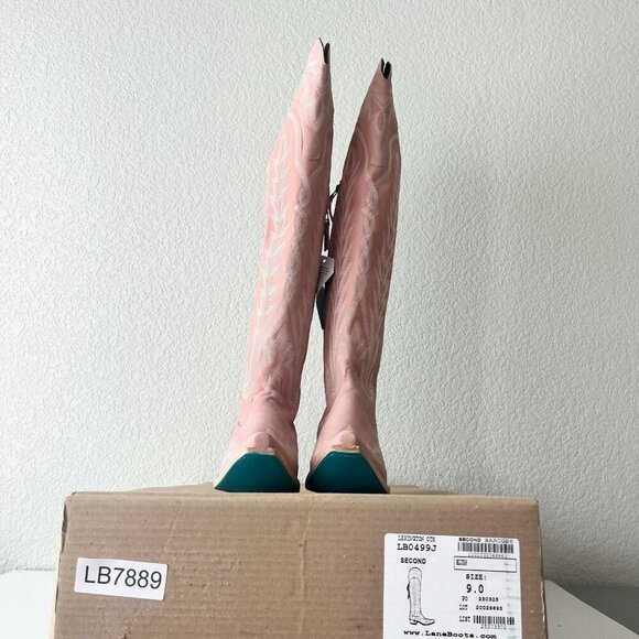 Lane LEXINGTON Over the Knee Womens Cowboy Boots 9 Blush Pink Western Cowgirl - Picture 12 of 13